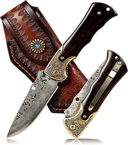 Coltello pieghevole damascato